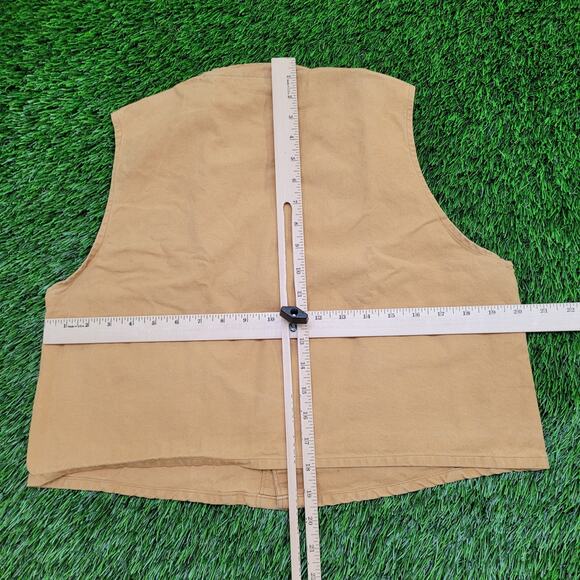 Vintage 80s Hunting Canvas Vest S/M 20x18 Cropped Tactical - Picture 3 of 12